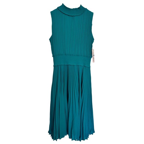 Nanette Lepore Size 10 Smocked High Neck Pleated Dress Deep Lake NWT $148 - Picture 12 of 13